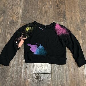 Flowers By Zoe Black Sweatshirt with Colorful Paint Splatter Size 4